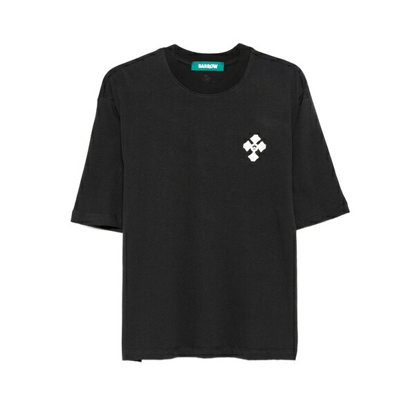 バロウ メンズ Tシャツ トップス Cross-embellished cotton t-shirt Black|asty