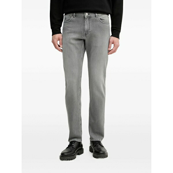 トラサルディ メンズ デニムパンツ ボトムス Logo-patch straight-leg jeans Grey|asty