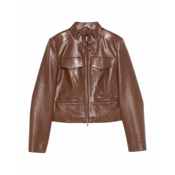 パトリツィア ペペ レディース ジャケット＆ブルゾン アウター Zip-front flap-pocket jacket Brown｜asty