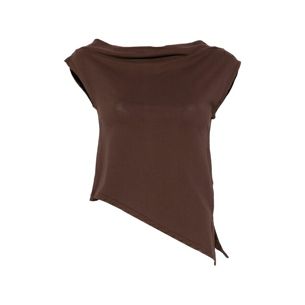 アルファス テューディオ レディース Tシャツ トップス Asymmetric t-shirt Brown｜asty