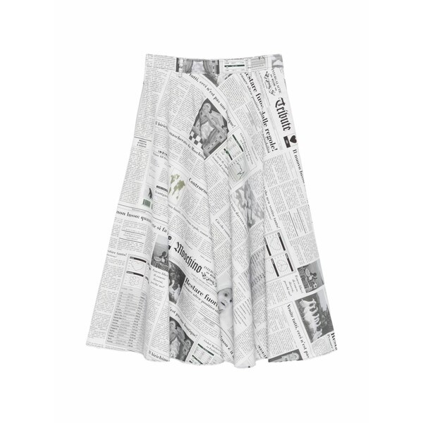 モスキーノ レディース スカート ボトムス Midi newspaper-print skirt White｜asty