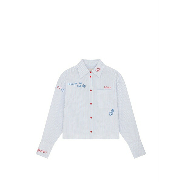 ミラミカティ レディース シャツ トップス Embroidered pinstripe shirt White|asty