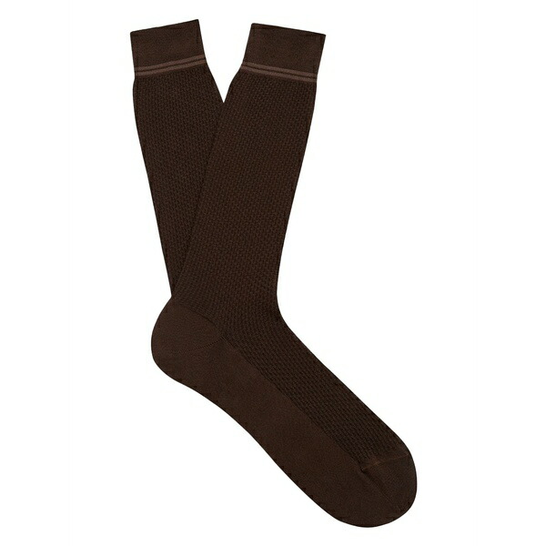 ゼニア メンズ 靴下 アンダーウェア Jacquard socks Brown｜asty