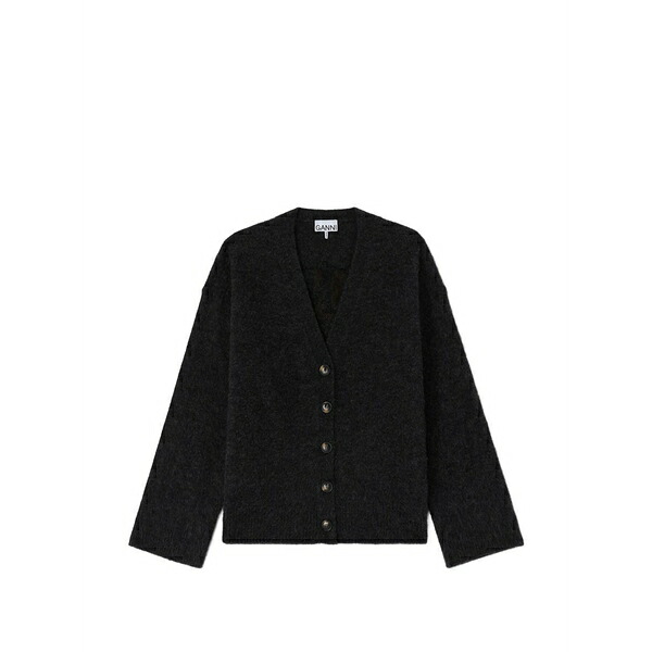 ガニー レディース カーディガン アウター Banana-intarsia v-neck cardigan Grey｜asty