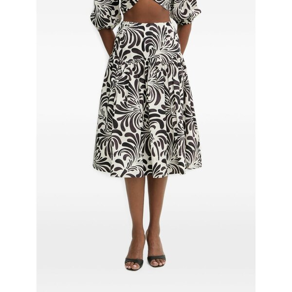 ツインセット レディース スカート ボトムス Graphic-print puff-sleeve midi skirt set White|asty