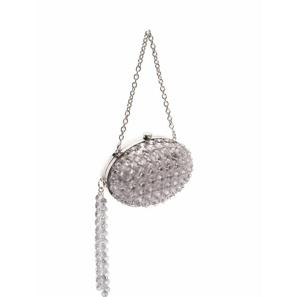 セルフ・ポートレイト レディース クラッチバッグ バッグ Oval crystal-chain clutch bag White|asty