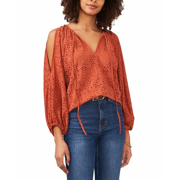 商舗 ヴィンスカムート レディース カットソー トップス Women's Eyelet Top Rust fucoa.cl