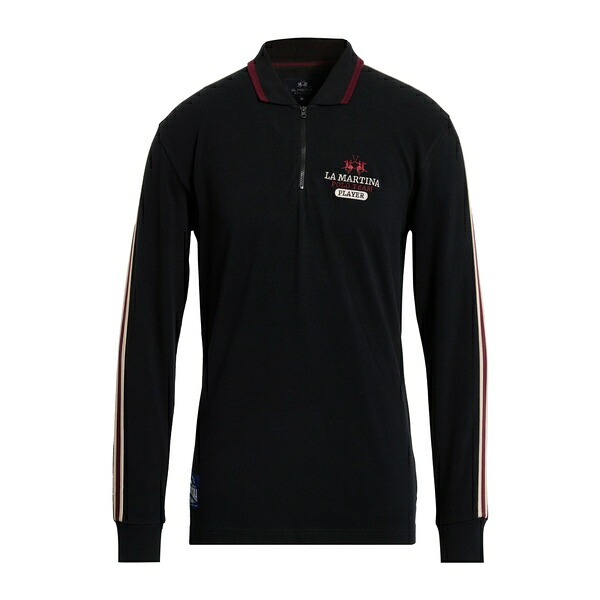 【送料無料】 ラ マルティーナ メンズ Tシャツ トップス Polo shirts Black