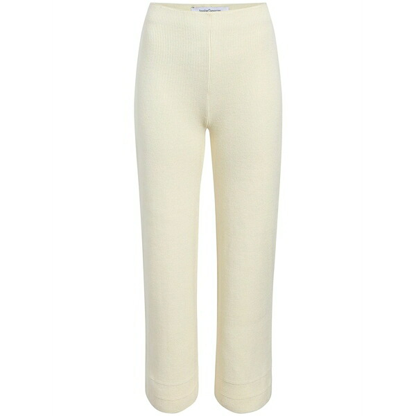 アナザー トゥモロー レディース カジュアルパンツ ボトムス Ribbed-knit cropped trousers Neutrals|asty