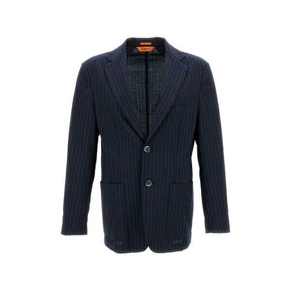 バレナ メンズ ジャケット＆ブルゾン アウター Pinstripe patch pocket jacket Blue｜asty