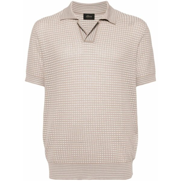 ブリオーニ メンズ ポロシャツ トップス Knitted polo shirt Brown｜asty