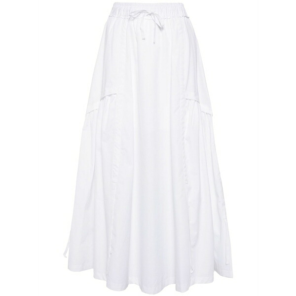 イザベル・ベネナート レディース スカート ボトムス Drawstring-waist cotton midi skirt White|asty
