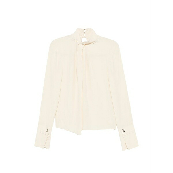 パトリツィア ペペ レディース シャツ トップス Tie-neck high-neck blouse Neutrals|asty