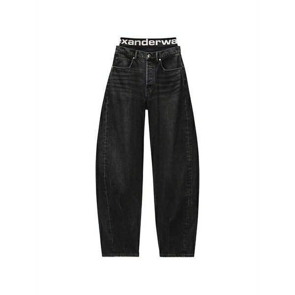 アレキサンダーワン レディース デニムパンツ ボトムス Logo-waistband loose-fit jeans Grey｜asty