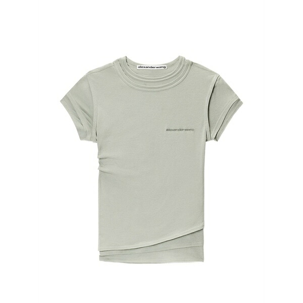 アレキサンダーワン レディース Tシャツ トップス Logo-print layered t-shirt Green|asty