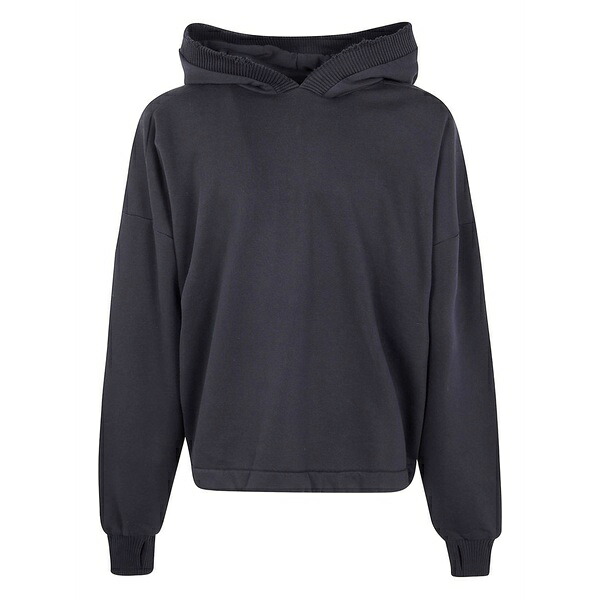 トム・クロム メンズ パーカー・スウェットシャツ アウター Ribbed-trim long-sleeve hoodie Black｜asty