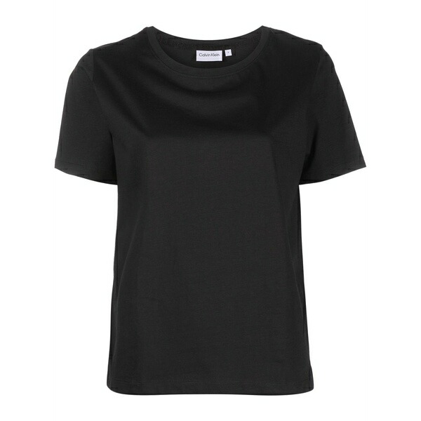 カルバンクライン レディース Tシャツ トップス Round-neck short-sleeved t-shirt Black｜asty