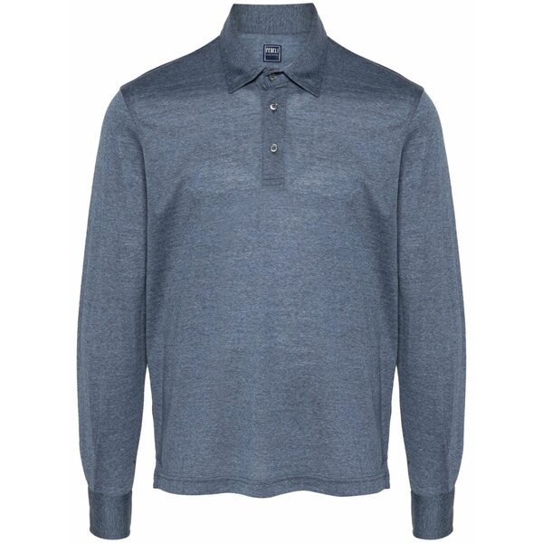 フェデーリ メンズ ポロシャツ トップス Wool polo shirt Blue｜asty