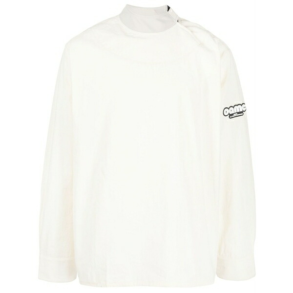 オーエーエムシー メンズ シャツ トップス Logo-patch cotton shirt White|asty