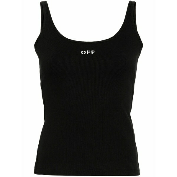 象牙色 レディース プルオーバー トップス Off stamp ribbed-knit tank top Black
