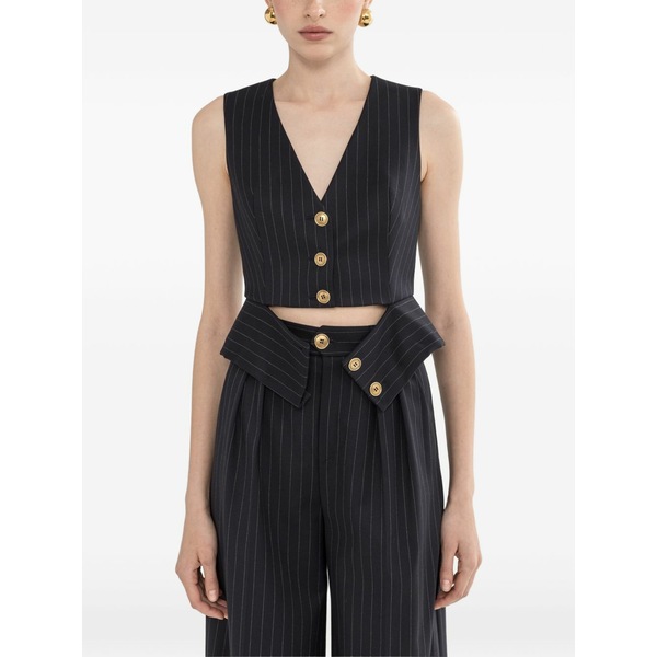 ニッサ レディース 厚地の外套 アウター Single-breasted pinstripe waistcoat Blue