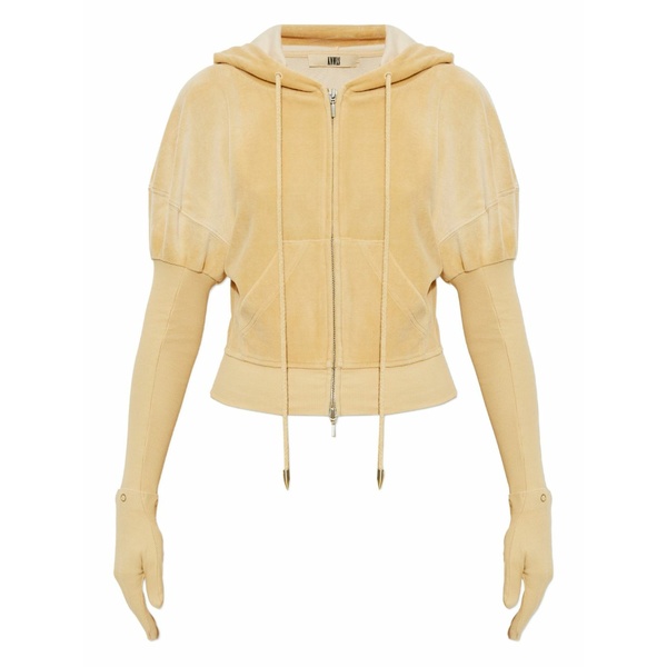 ナウルズ レディース パーカー・スウェットシャツ アウター Paris zip-fastening velvet hoodie Yellow