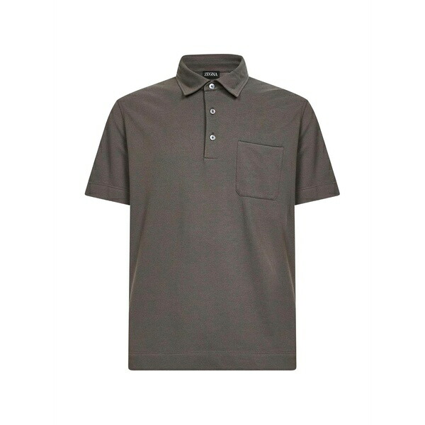 ゼニア メンズ ポロシャツ トップス Buttoned patch-pocket polo shirt Neutrals|asty