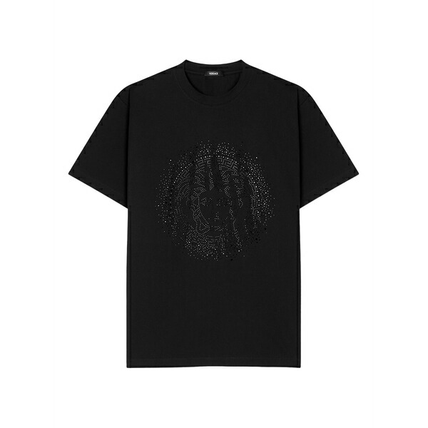 ヴェルサーチ レディース Tシャツ トップス Embellished t-shirt Black|asty