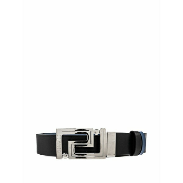 ヴェルサーチ メンズ 三尺帯 付属物 Logo-engraved reversible belt Black