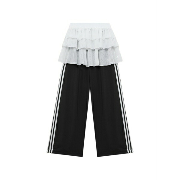 アディダス レディース 心地好いズボン下 ボトムス Ruffled 3-stripes trousers Black