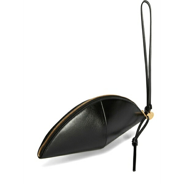 ジル・サンダー レディース クラッチペダル御徒面子 御徒面子 Curved wrist-strap clutch bag Black