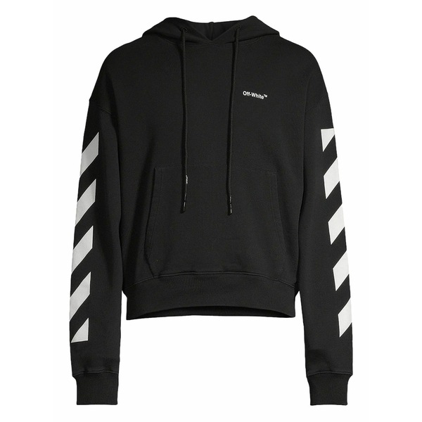 象牙色 メンズ パーカー・スウェットシャツ アウター Diagonal-stripes logo hoodie Black
