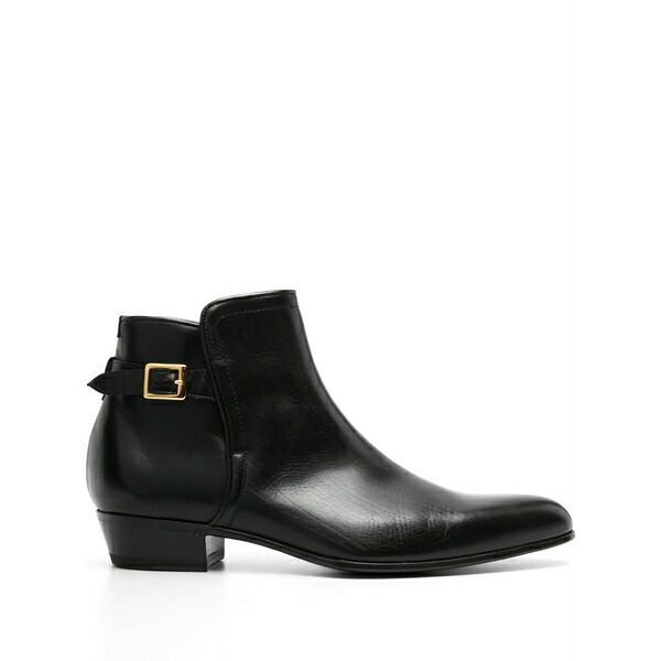 リドフォルト メンズ ブーツ シューズ Pointed-toe buckled leather boots Black