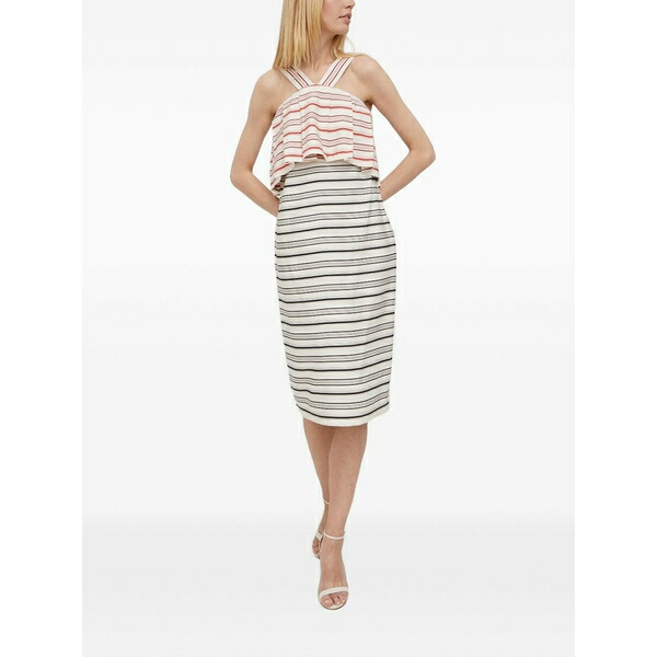 シスレー レディース ワンピース トップス Striped pleated midi dress Neutrals|asty
