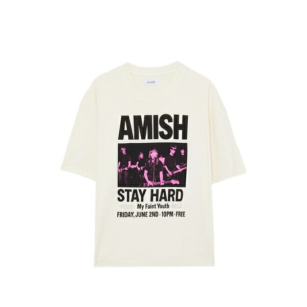 アミッシュ メンズ Tシャツ トップス Stay hard graphic t-shirt Neutrals