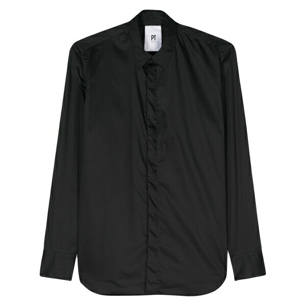 PTトリノ メンズ プルオーバー トップス Cotton satin shirt Black