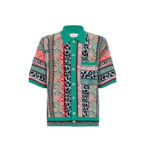 ラネウス メンズ シャツ トップス Patterned knitted shirt Green｜asty