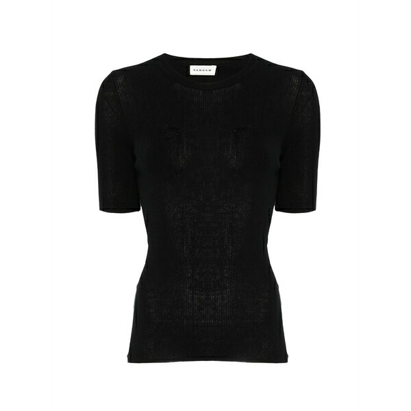 パロッシュ レディース プルオーバー トップス Ribbed t-shirt Black