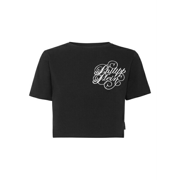 フィリップ飾り気の無い レディース ティーシャツ トップス Embroidered short-sleeve t-shirt Black レディースファッション-トップス
