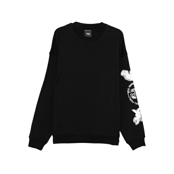 ワイスリー メンズ パーカー・スウェットシャツ アウター Cloud-print crew-neck sweatshirt Black｜asty