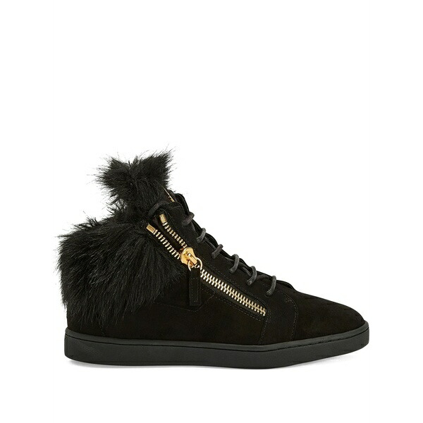 ジュゼッペザノッティ レディース スニーカー シューズ Kriss fur-trimmed zip-up sneakers Black｜asty