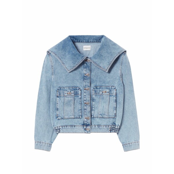 クローディピエルロ レディース ジャケット&ブルゾン アウター Flap-pocket collared denim jacket Blue|asty