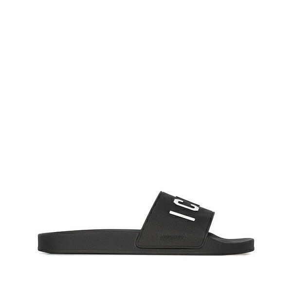 ディースクエアード メンズ サンダル シューズ Logo-print flat slides Black
