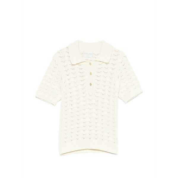 フォルテ フォルテ レディース スポーツシャツ トップス Openwork polo shirt Neutrals