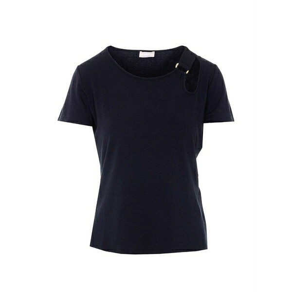 リュージョー レディース Tシャツ トップス Crewneck shoulder detail t-shirt Black｜asty