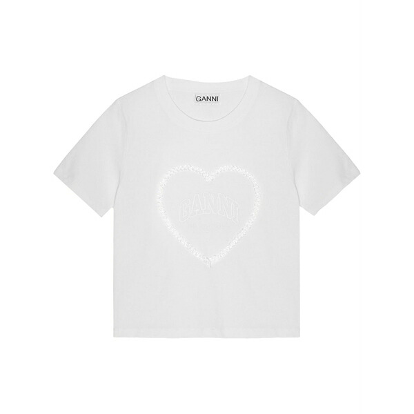 ガニー レディース Tシャツ トップス Heart-appliqu茫漏 t-shirt White｜asty