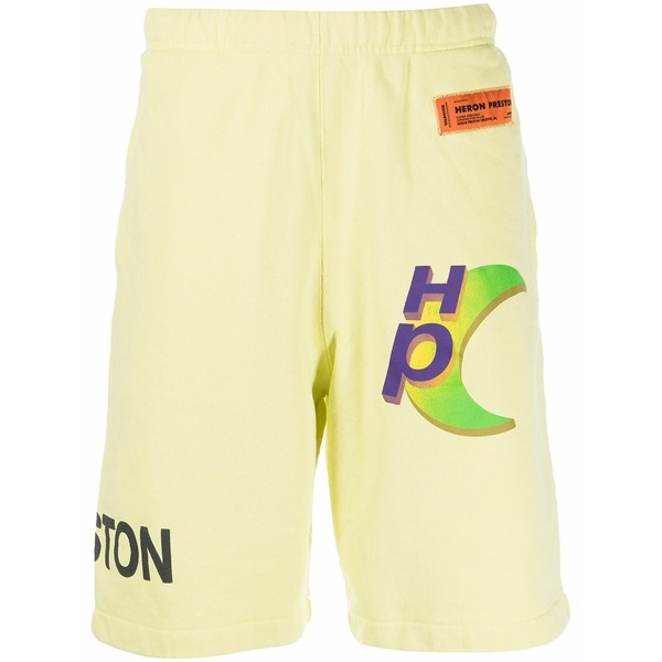 ヘロン プレストン メンズ カジュアルパンツ ボトムス Logo-print track shorts Yellow|asty