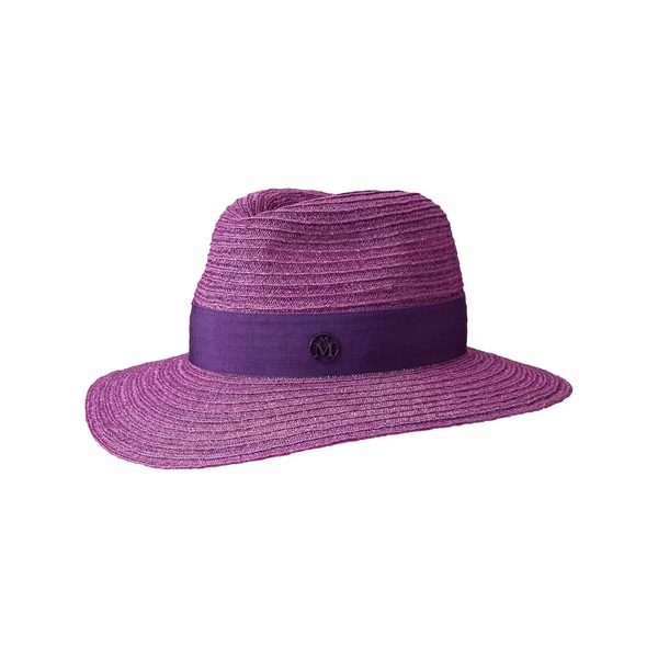 メゾンミッシェル レディース 帽子 アクセサリー Henrietta straw fedora hat Purple|asty