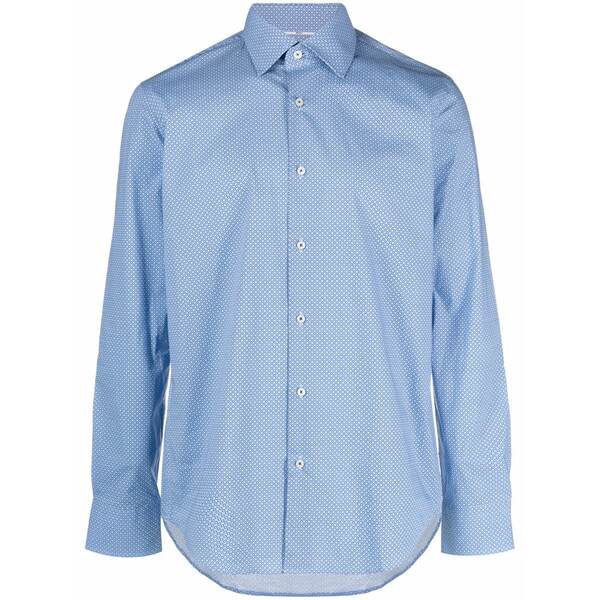 雇い主 メンズ プルオーバー トップス Graphic-print long-sleeve shirt Blue
