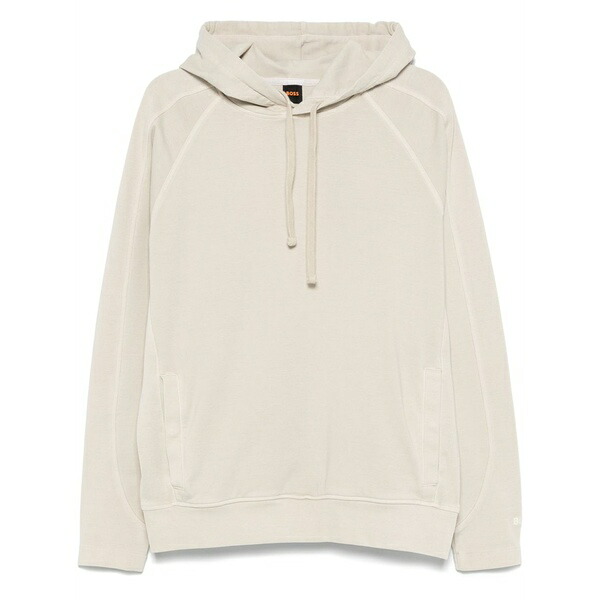 ボス メンズ パーカー・スウェットシャツ アウター Jersey-texture hoodie Neutrals|asty